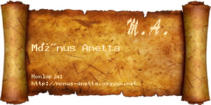Mónus Anetta névjegykártya